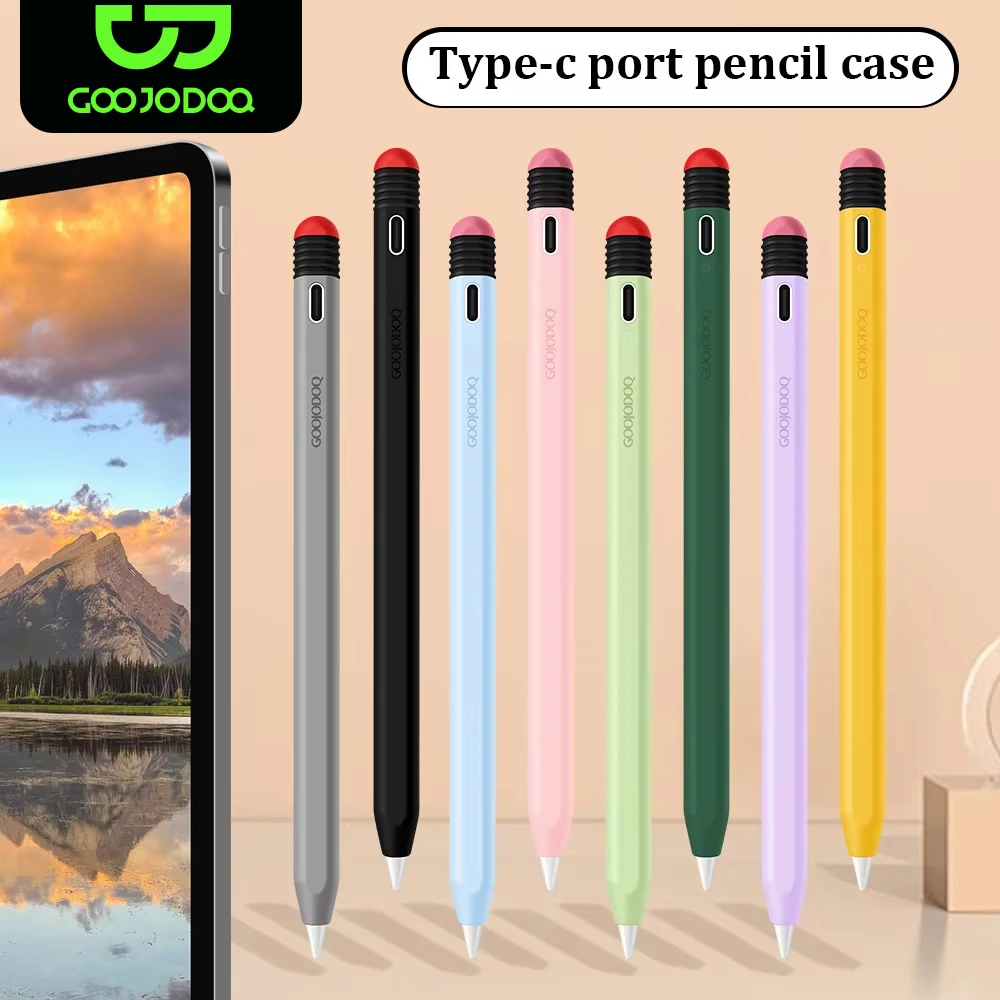 

For iPad Pencil Case For GD 9th 10th 11th 12th Gen Type-C Silicone Cover for Apple Pen Anti-fall Funda