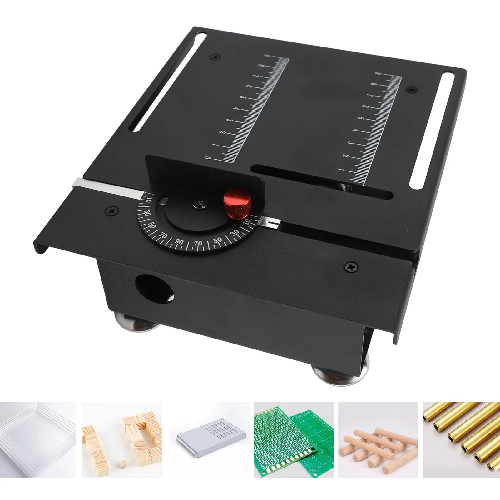 Mini Table Saw 100W DIY Handmade Woodworking Tool Desktop Cutting Machine with Adjustable Cutting Depth DesktopSaw for Wood PCB