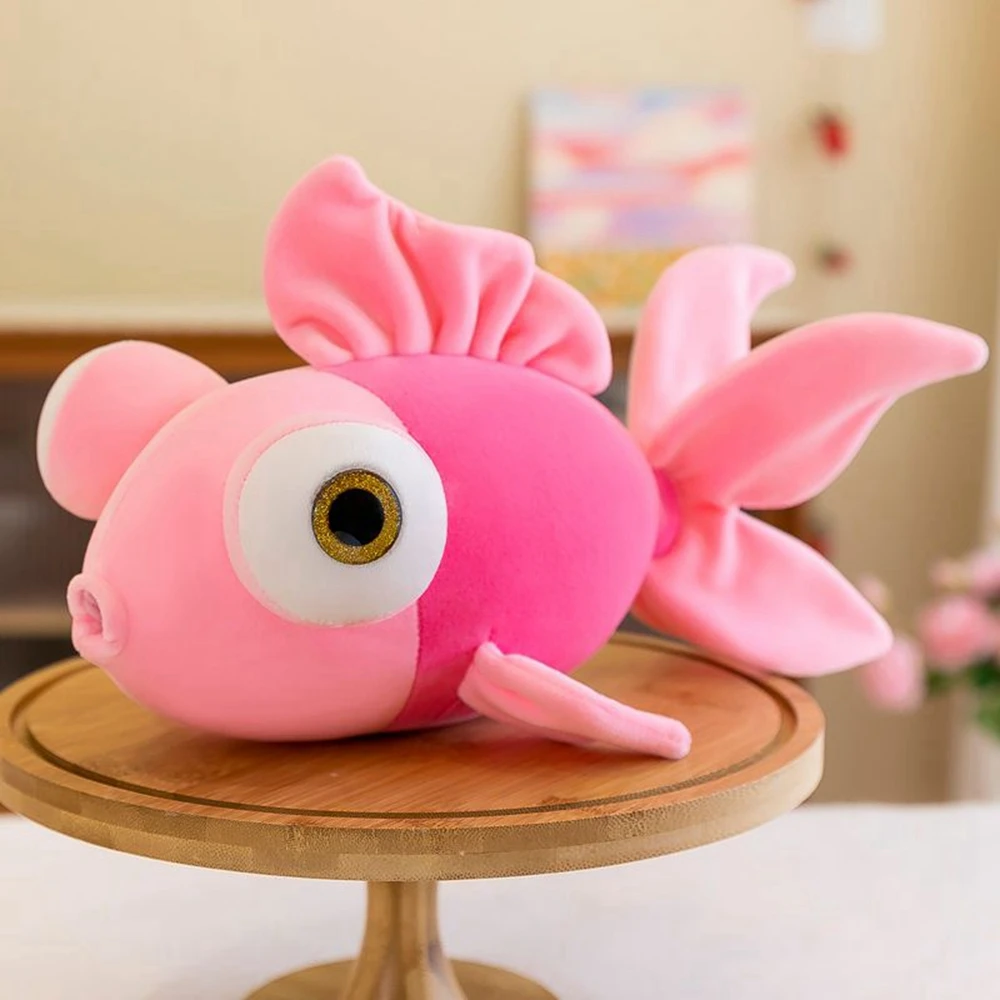 35CM New Cute Goldfish Plush Toy Big Eyes Bubble Toot Beak Simulation Fish Sleeping Doll Children\'s Birthday Christmas Gift