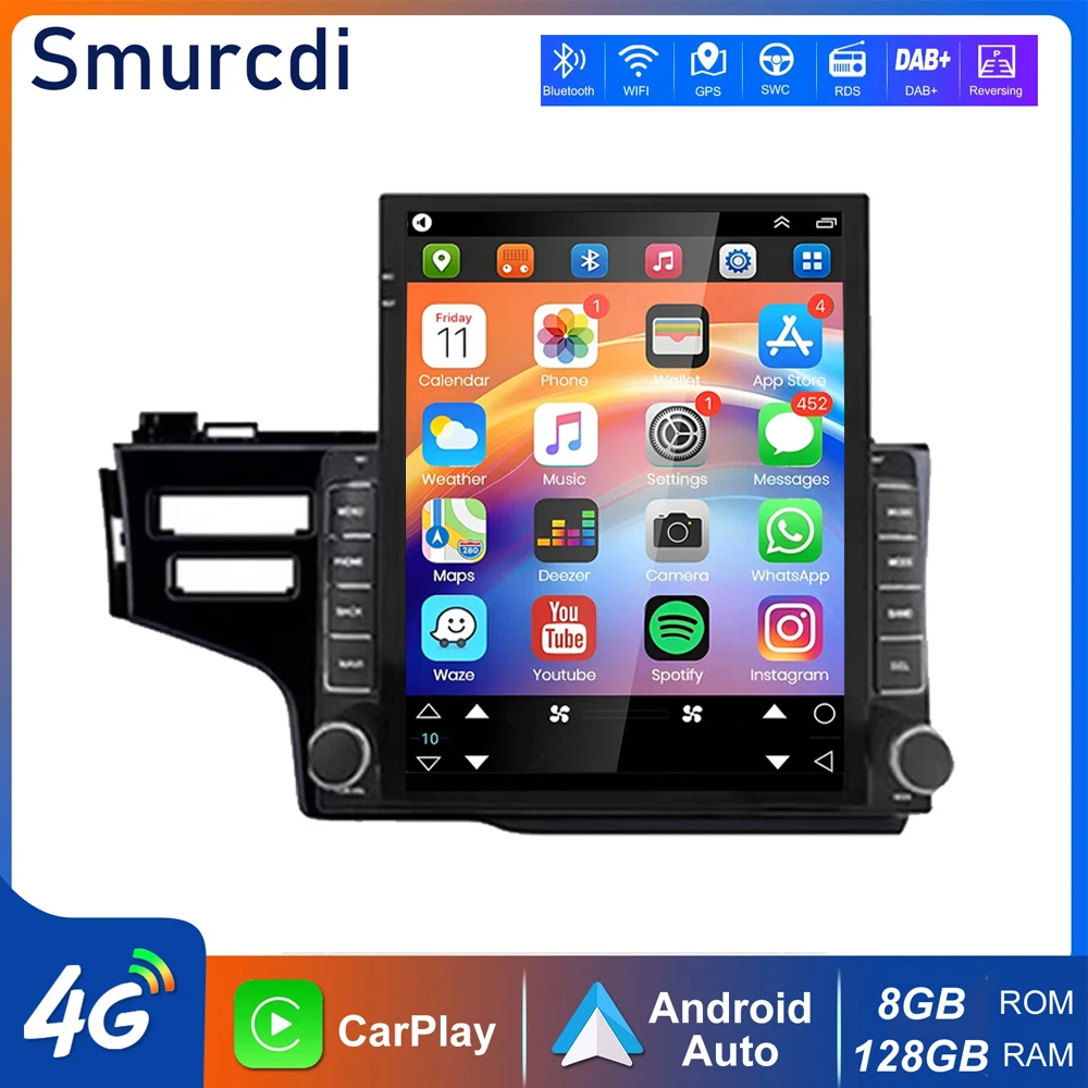 9.7 "أندرويد 15 Carplay راديو السيارة التلقائي لهوندا جاز 3 2015 -2020 صالح 3 GP GK 2013-2020 سيارة الوسائط المتعددة لتحديد المواقع والملاحة autoradio