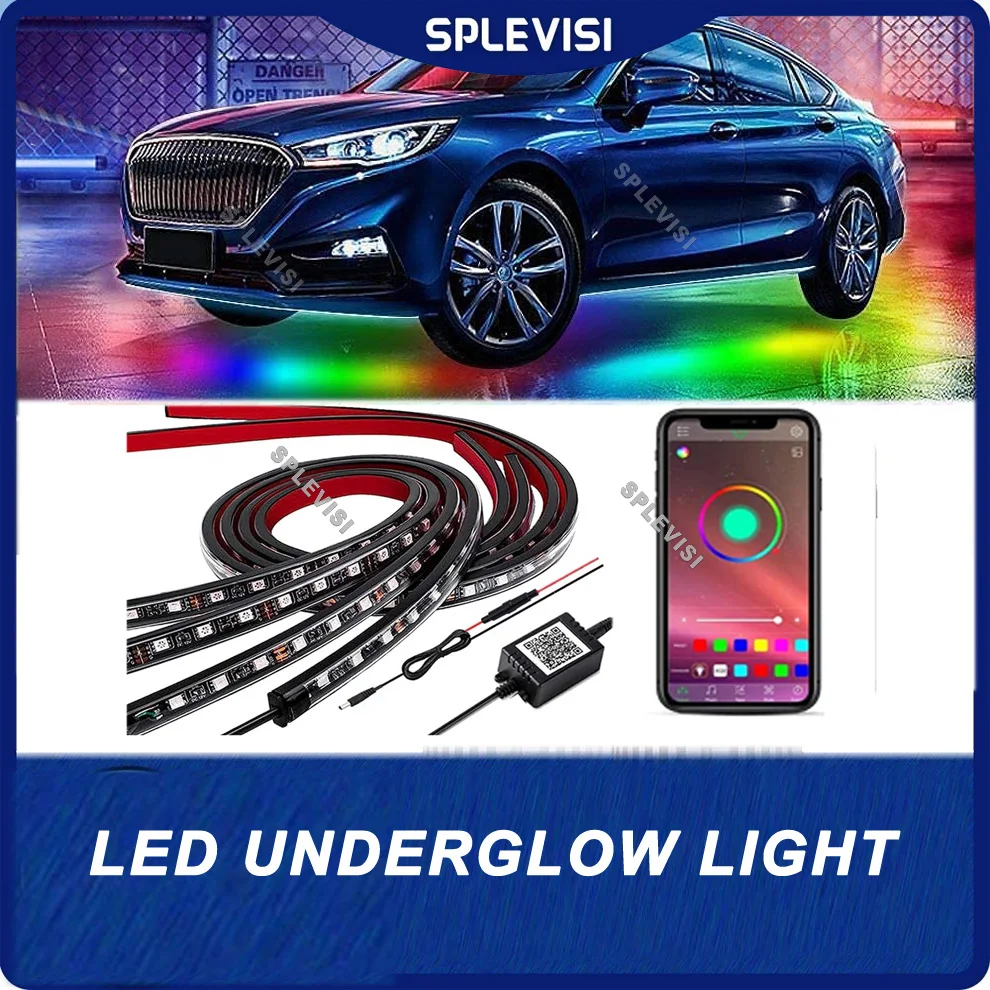 

4Pcs APP Control Car Underglow Underbody Neon Accent LED Lights RGB Multi Color DIY Sound Active Atmosphere Chassis Light Strip