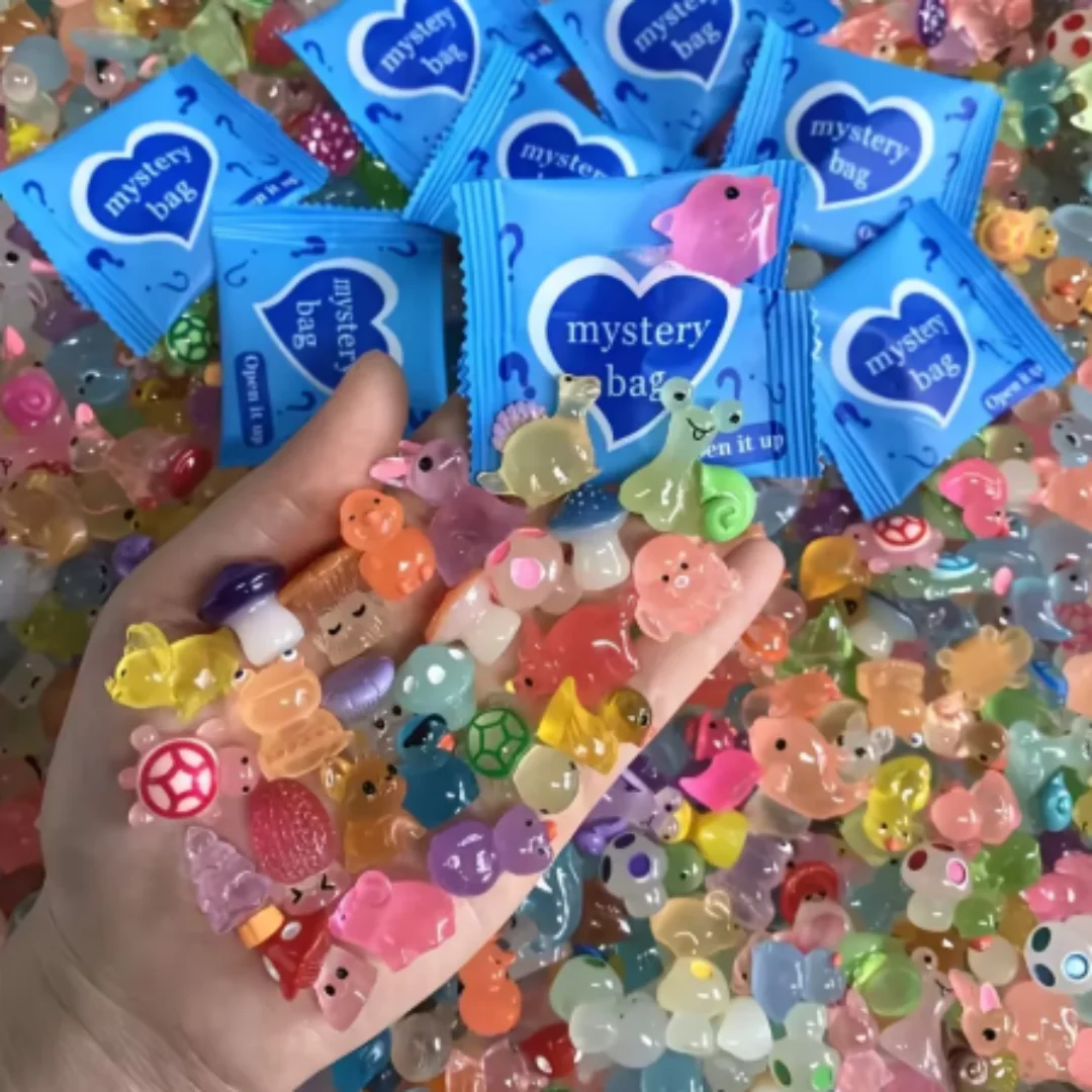 

60pcs Glow In The Dark Mini Resin Animals & Mushroom Blind Bags Fairy Garden Decor Micro Landscape Birthday Gift Surprise