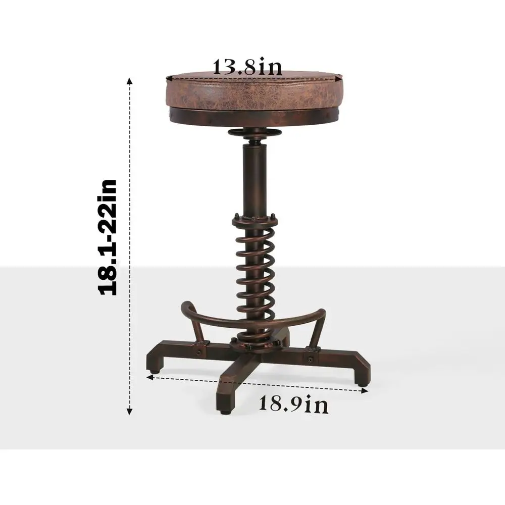 Sgabello da bar girevole regolabile vintage 18-22 con sedile in PU per cucina industriale, sala da pranzo in fattoria