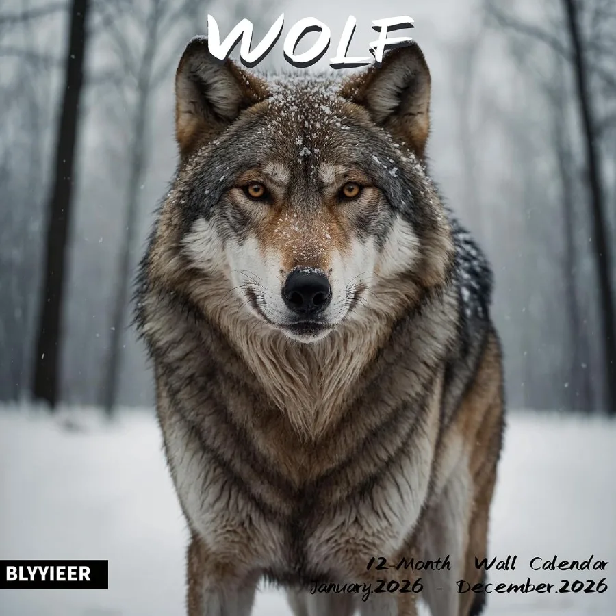 

2026 Wall CalendarWolf Calendar 2026 Wolf Monthly Wall Calendar 12" x 24" Open Family Planner Calendar Home and Office Organize