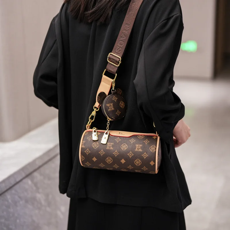 Fashion Women's Wide Shoulder Strap Bag Vintage Printed Boston Pillow Bag for Women Travel Tote Bag Unique Designer Shoulder Bag