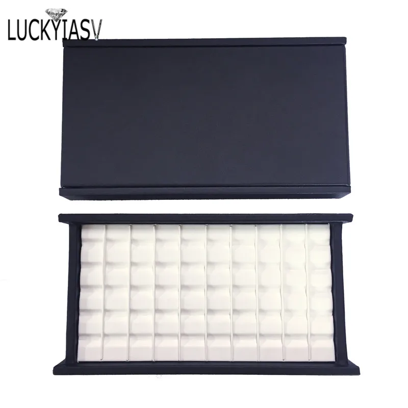 PU Leather Bare Stone Gemstone Jewelry Box Magnet Stone Storage Display Box Gem Display Counter Exhibition Lid V Groove Box