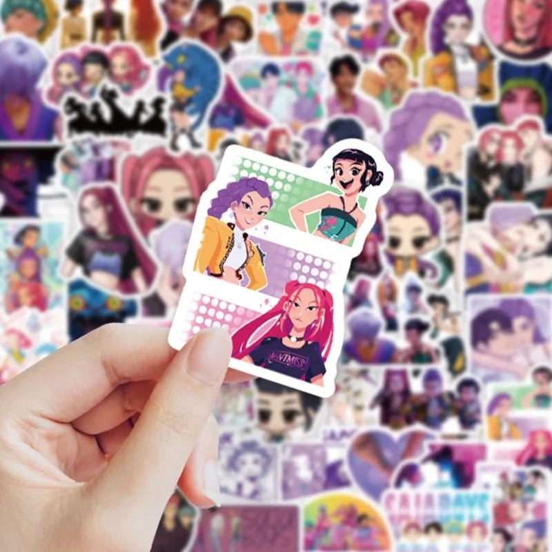 50/74 pçs anime adesivos e cartões para kpop demônio caçador decalques de vedação à prova dwaterproof água diy scrapbooking papelaria bonito adesivo presentes