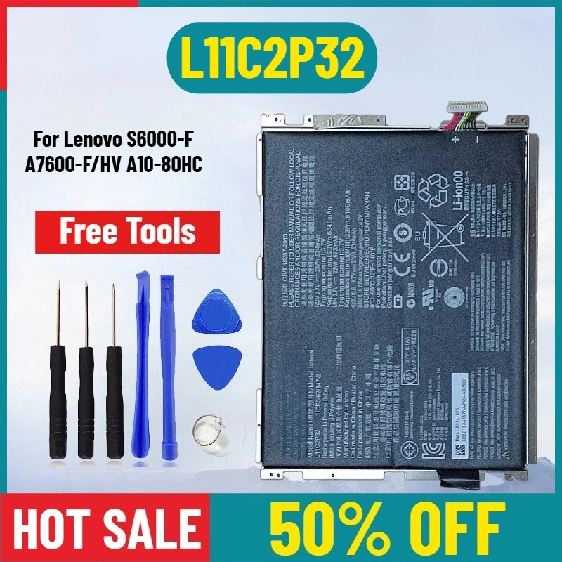 

6340mAh for Lenovo S6000-F H A7600-F/HV A10-80HC Tablet Battery L11C2P32