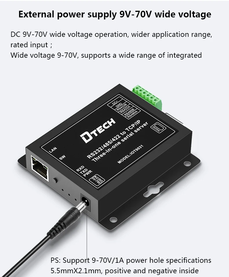 DTECH TCP IP Converter Double Serial Device Ethernet Server For Rs232/485/422