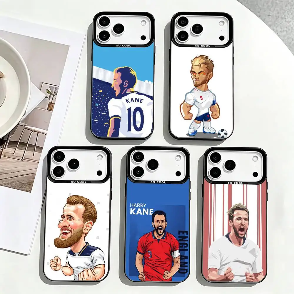 Funda de Teléfono con Diseño de Harry Kane-E para iPhone 17, 16, 15, 14, 13, 12, 11 Plus, Pro Max, XS, Funda Protectora Plateada Colorida