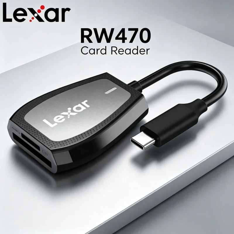 

Lexar RW470 Professional Dual Slot SD Card Reader USB 3.2 Type C UHS II 312MB s High Speed Memory Card Reader for microSD Card