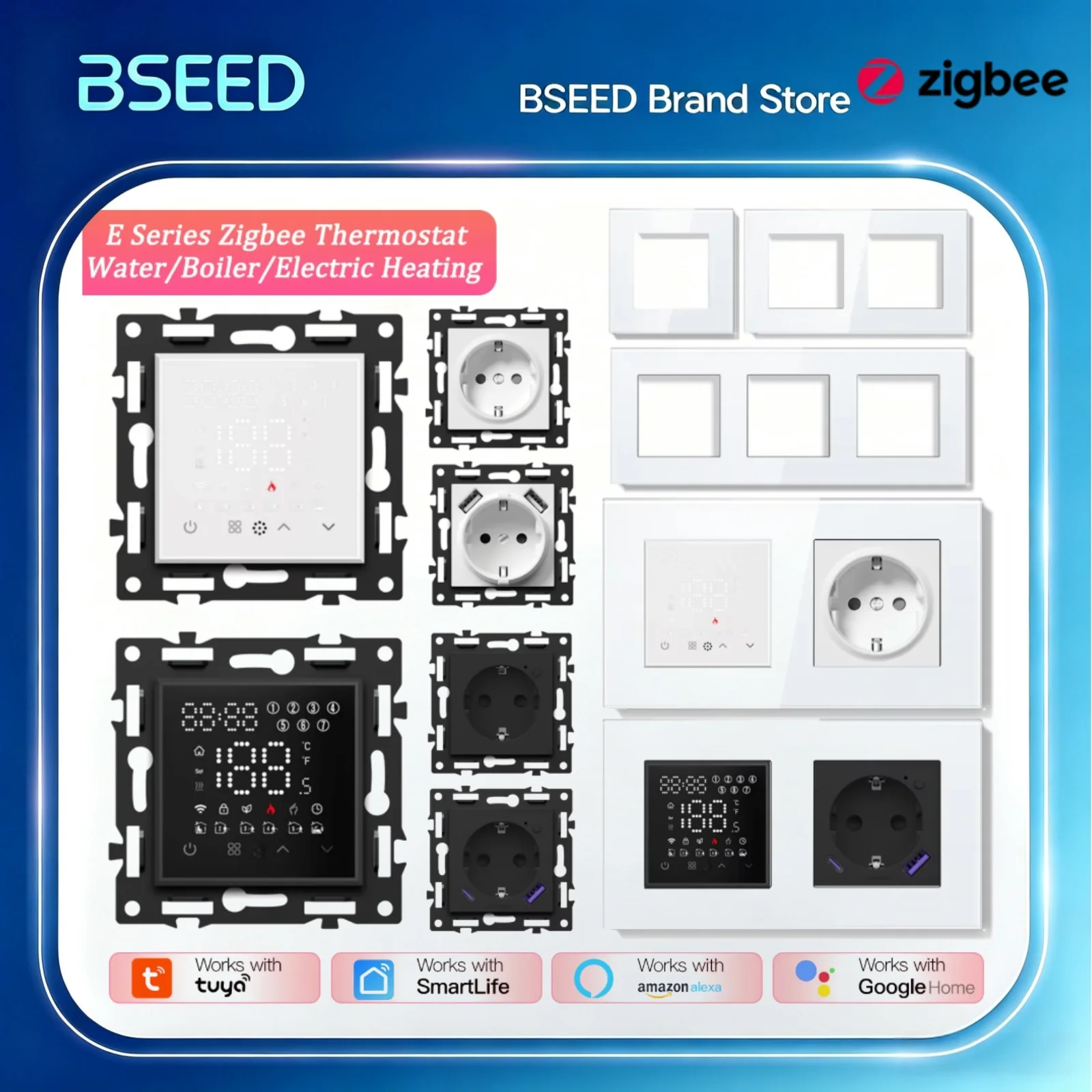 BSEED Smart Zigbee Thermostat Fußbodenheizung/Kessel/Wassermodul Teil Thermostatregler Glasrahmen Need Gateway APP-Steuerung