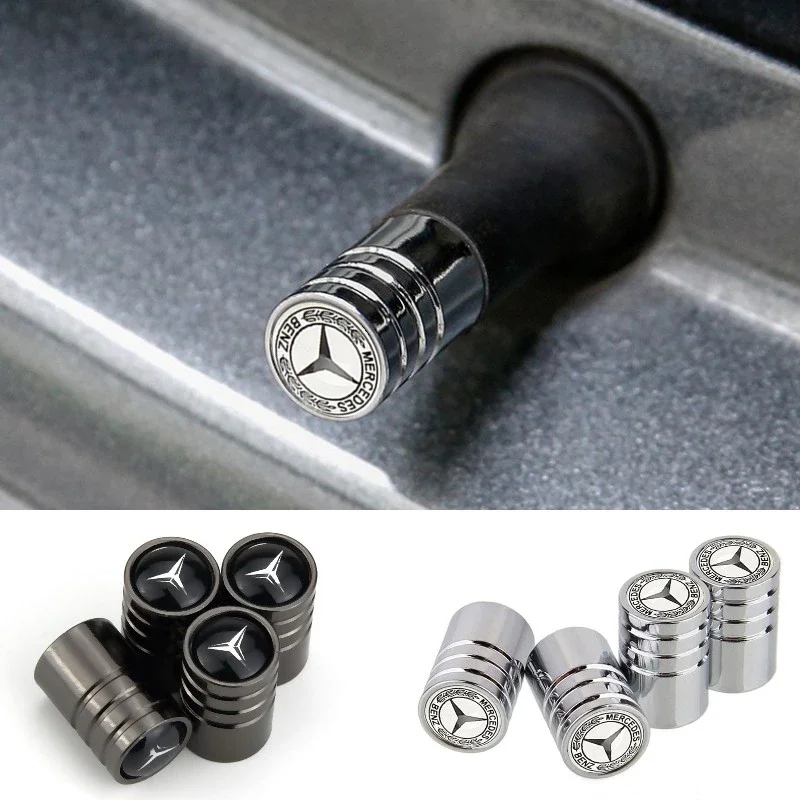 4PCS Anti-rust Car Wheel Tyre Tire Valve Stem Caps Cover for Mercedes Benz W210 W203 W204 W205 W211 W212 C180 A200 CLA CLK CLS