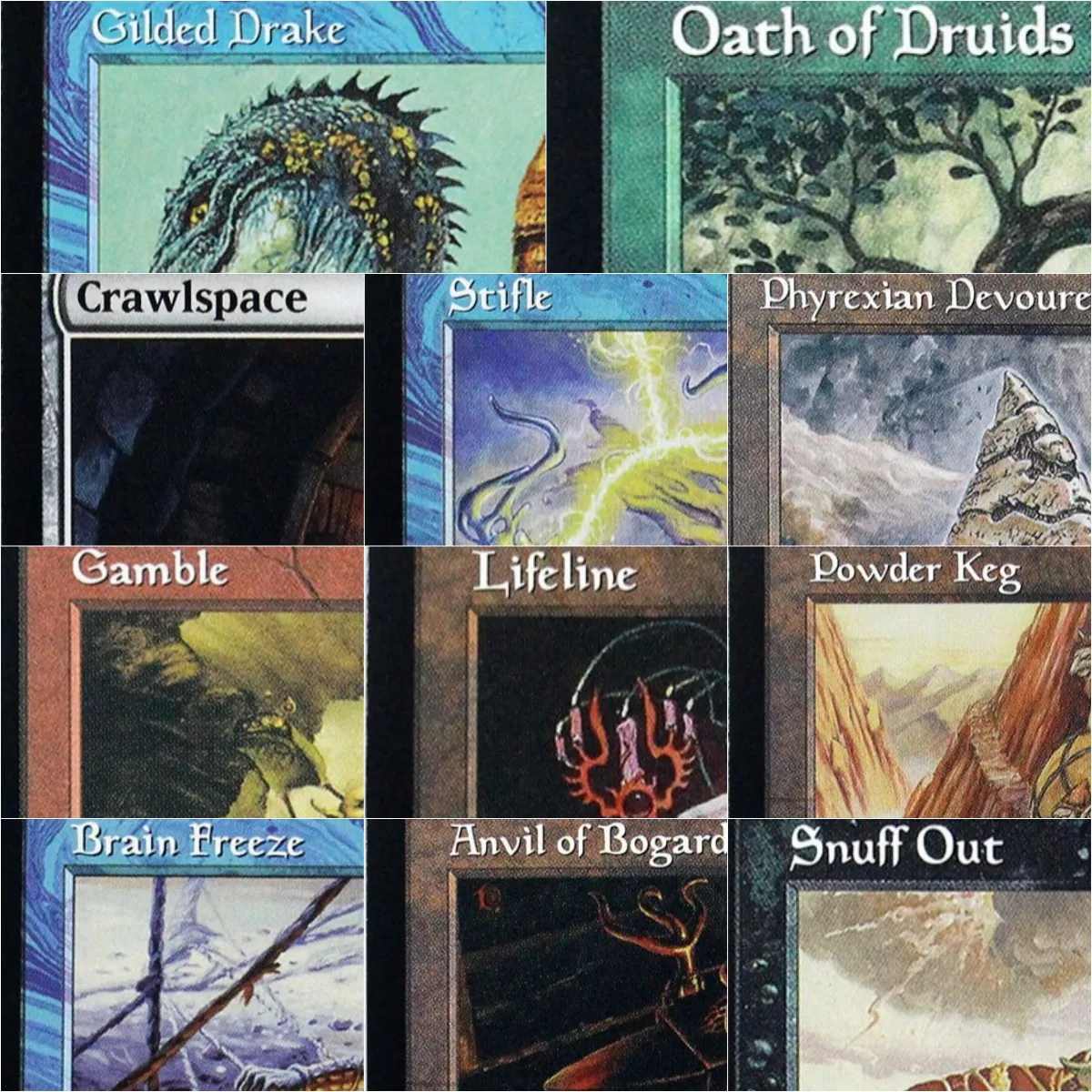 

Regular "Stifle/Oath of Druids/Gamble/Snuff out" TCG Magical Proxy Cards High Quality Proxy Gathering Board Game Trading Cards
