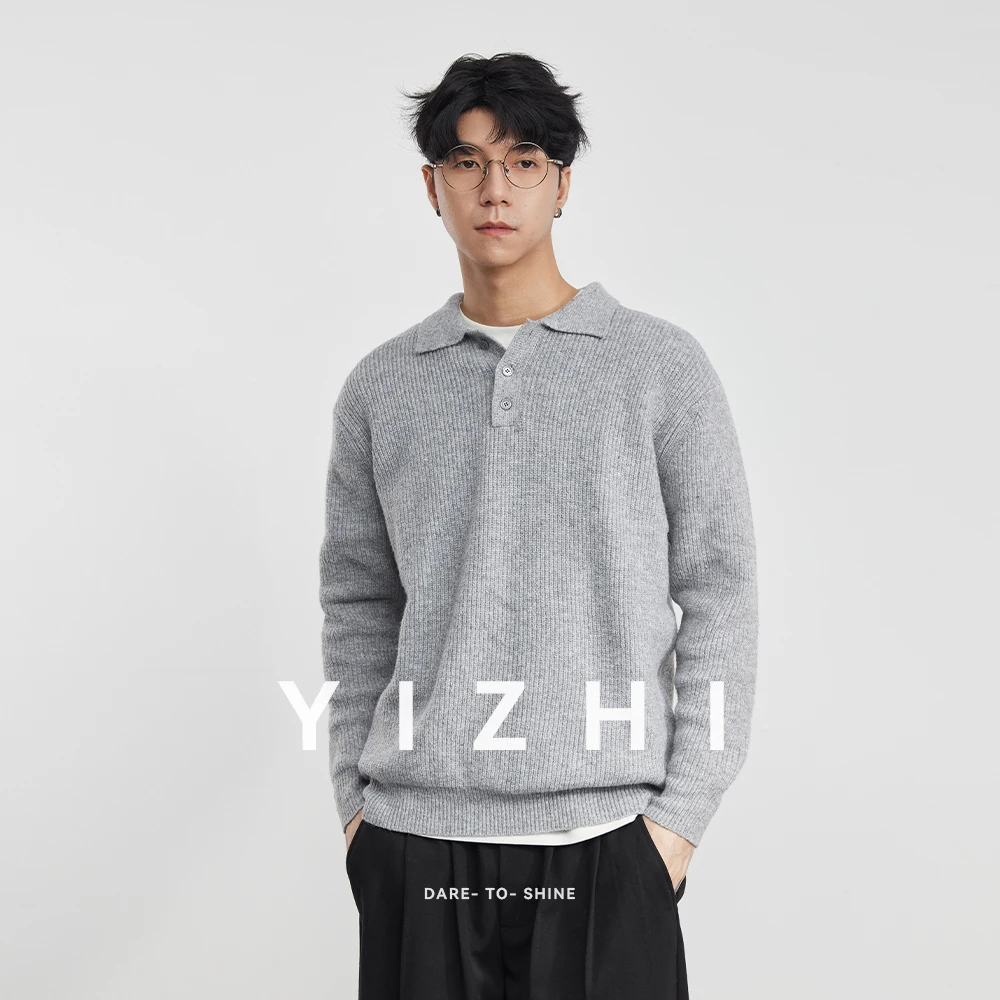 

Fashion Men's Knitted Polo Shirt Sweater 2025 Autumn Winter New Pullover Knitted Long-Sleeved Top Men's Polo Shirt