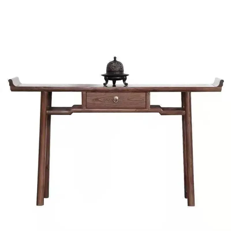 

Zen new Chinese black walnut Buddha table, ash wood flat head bar , entrance case, solid wood furniture