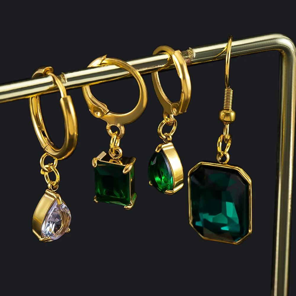 5pcs/Lot Stainless Steel Crystal Pendants Green Claw Zircon Crystal Charms for Necklace Jewelry Making DIY Accessories Wholesale