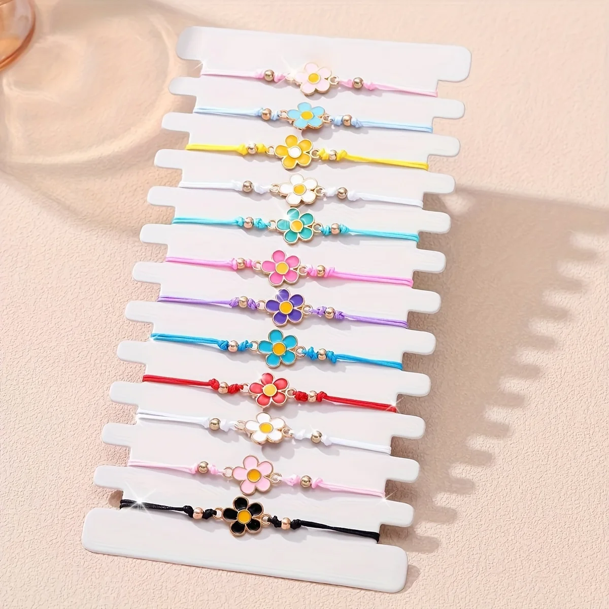 12 piece new small flower woven stretch friendship bracelet set