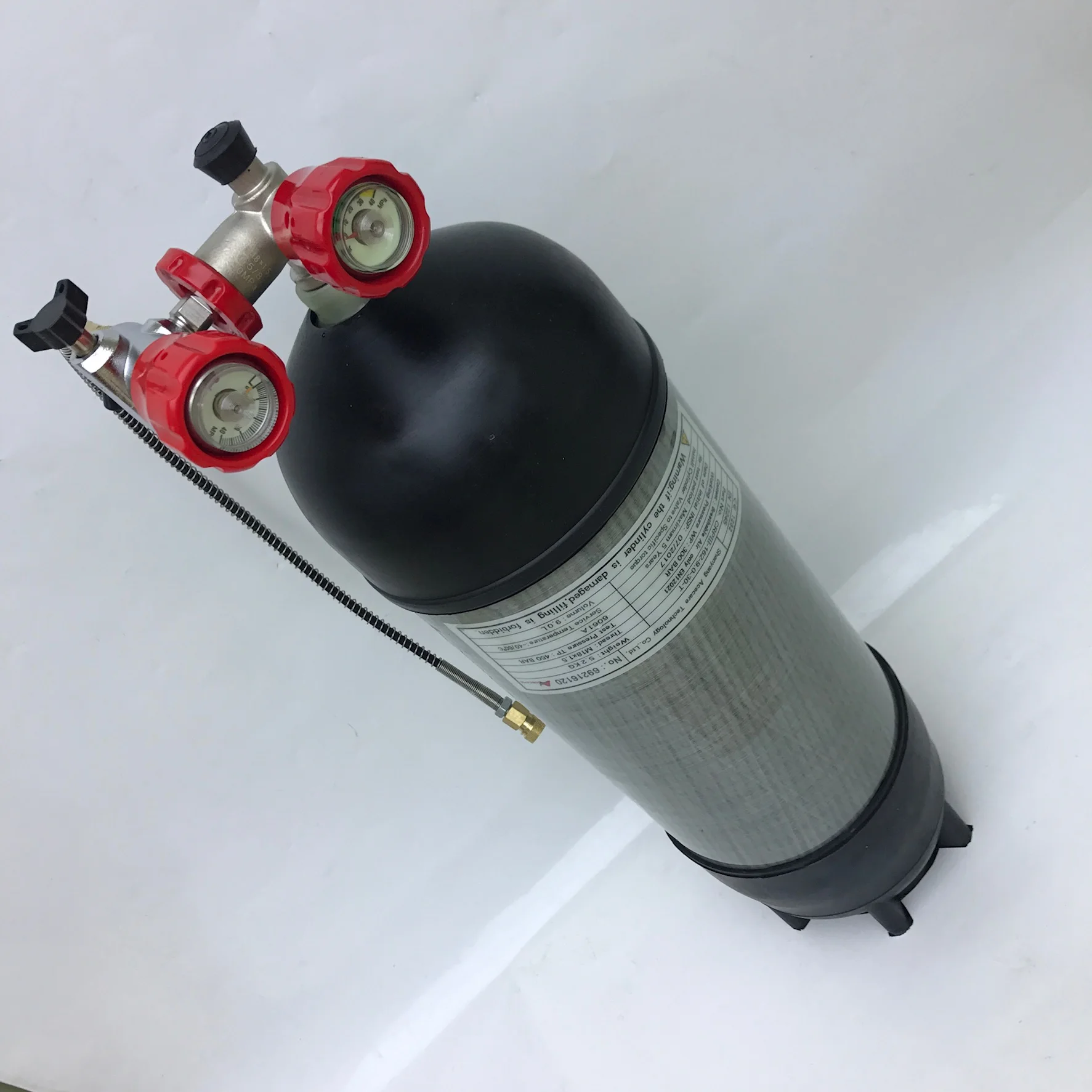 ACECARE-cilindro de buceo de fibra de carbono, 9L, 4500PSI, 300bar, 30MPa, Hpa, válvula de tanque de buceo, estación de llenado Scba