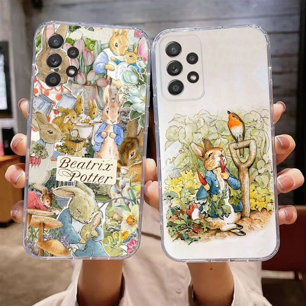 Cute P-Peter Rabbits Phone Case For Samsung Galaxy A71,70,52,51,40,31,A50,30S,21S,Note20ultra Transparent Cover