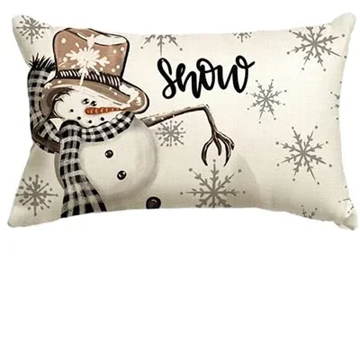 Christmas snowman reindeer pillow case, 30X50cm winter holiday striped cushion cover sofa waist pillowcase.