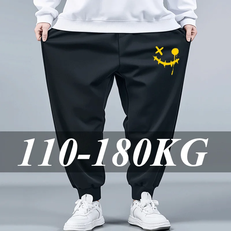 

Большие размеры 110-185 кг, повседневные рабочие брюки, мужские весенне-осенние свободные хлопковые спортивные штаны с манжетами, высокоэластичные спортивные брюки Харлан