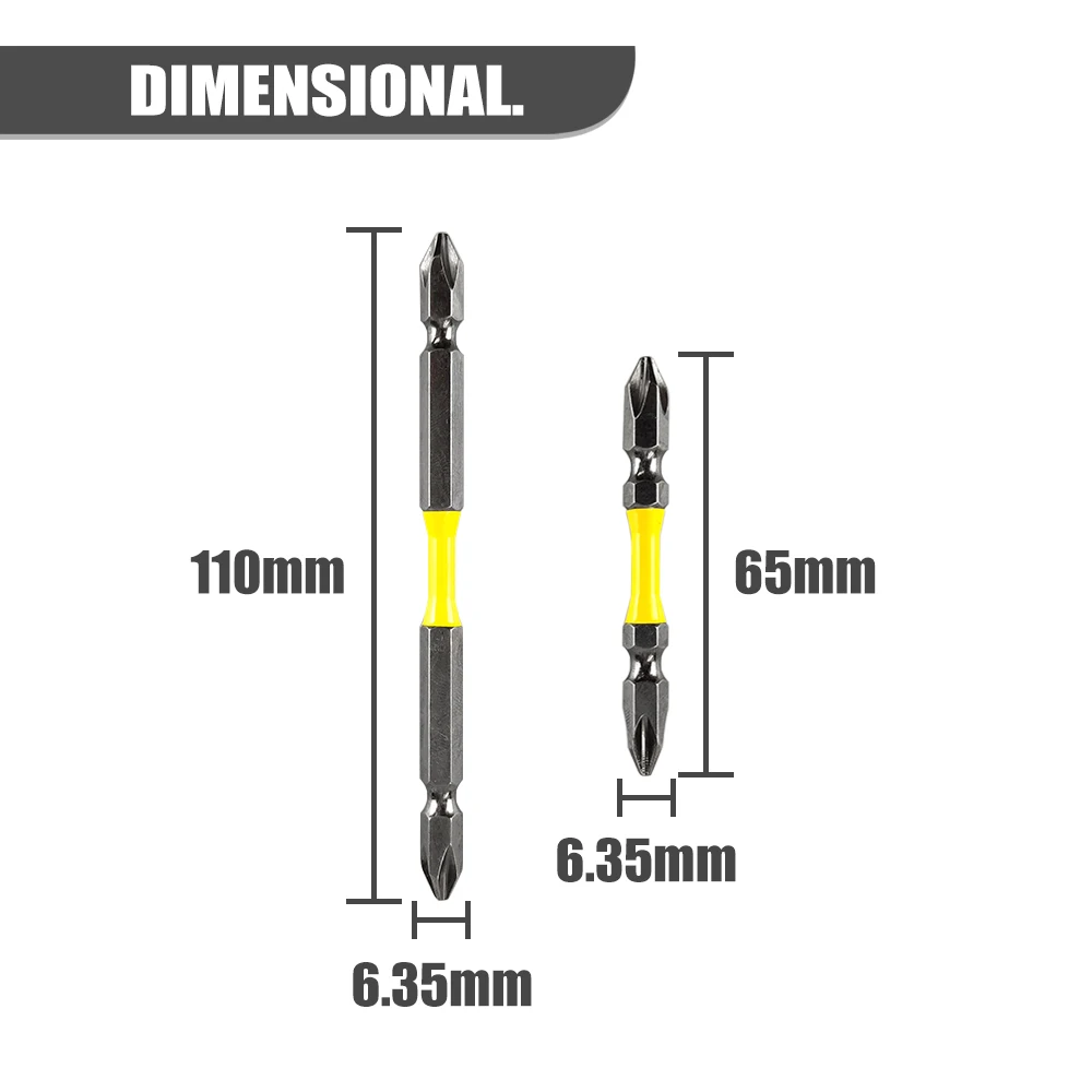 10Pcs Double End Screwdriver Bits Cross Head Drill Bit S2 High Alloy Steel High Magnetic High Torque Suitable For Electric Tools