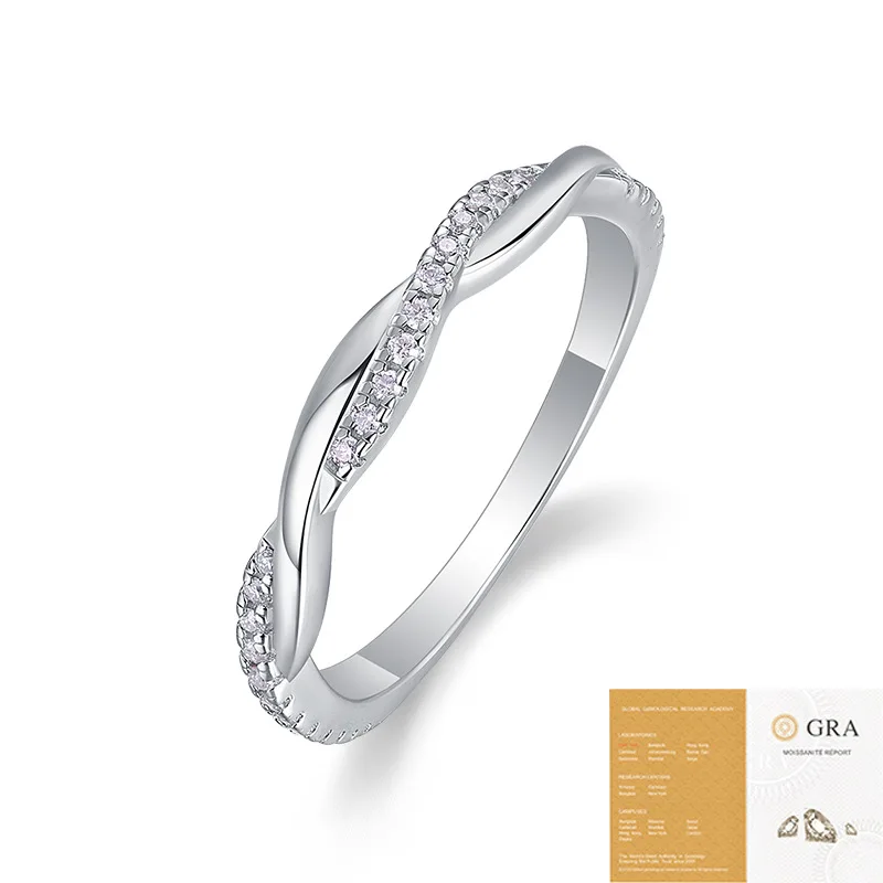 

D Color VVS1 Moissanite Ring Women's Wedding High Jewelry, 925 Sterling Silver Engagement Ring Gift with GRA Certificate