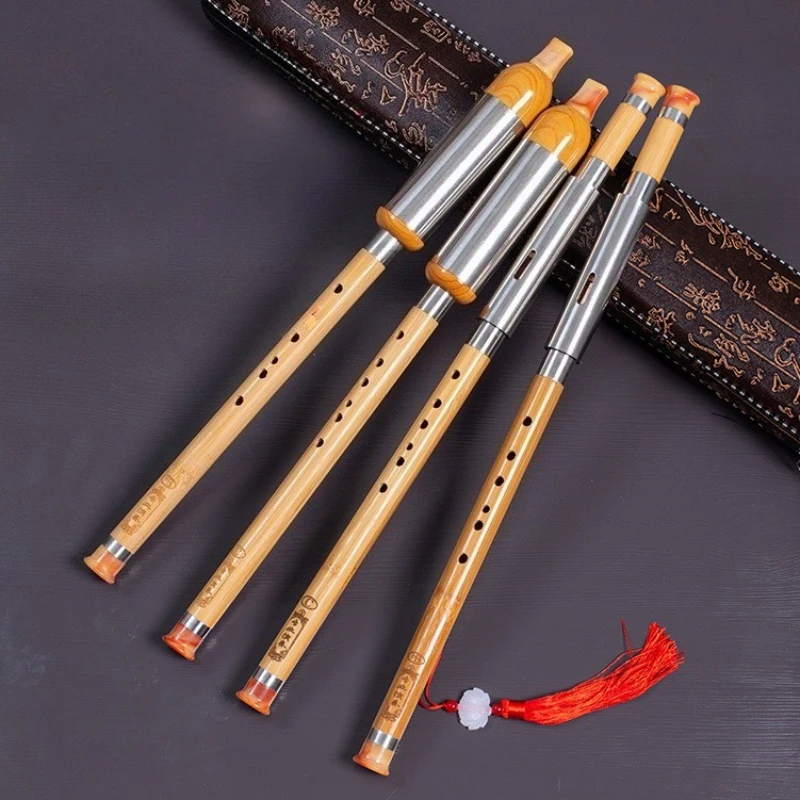 Bamboo Bawu Horizontal/Vertical Blowing Flutes Children Beginners Playing Wind Instruments Portable Detachable Bawu Instrument