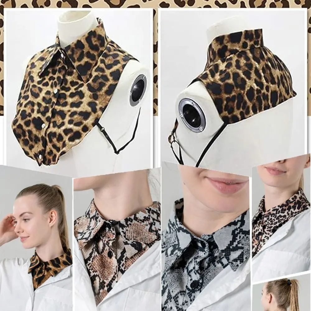 

Leopard Print False Collar Lightweight Elegant Detachable Collar Decorative Pleated Design Faux Shirt Collar Neckwear Accessory