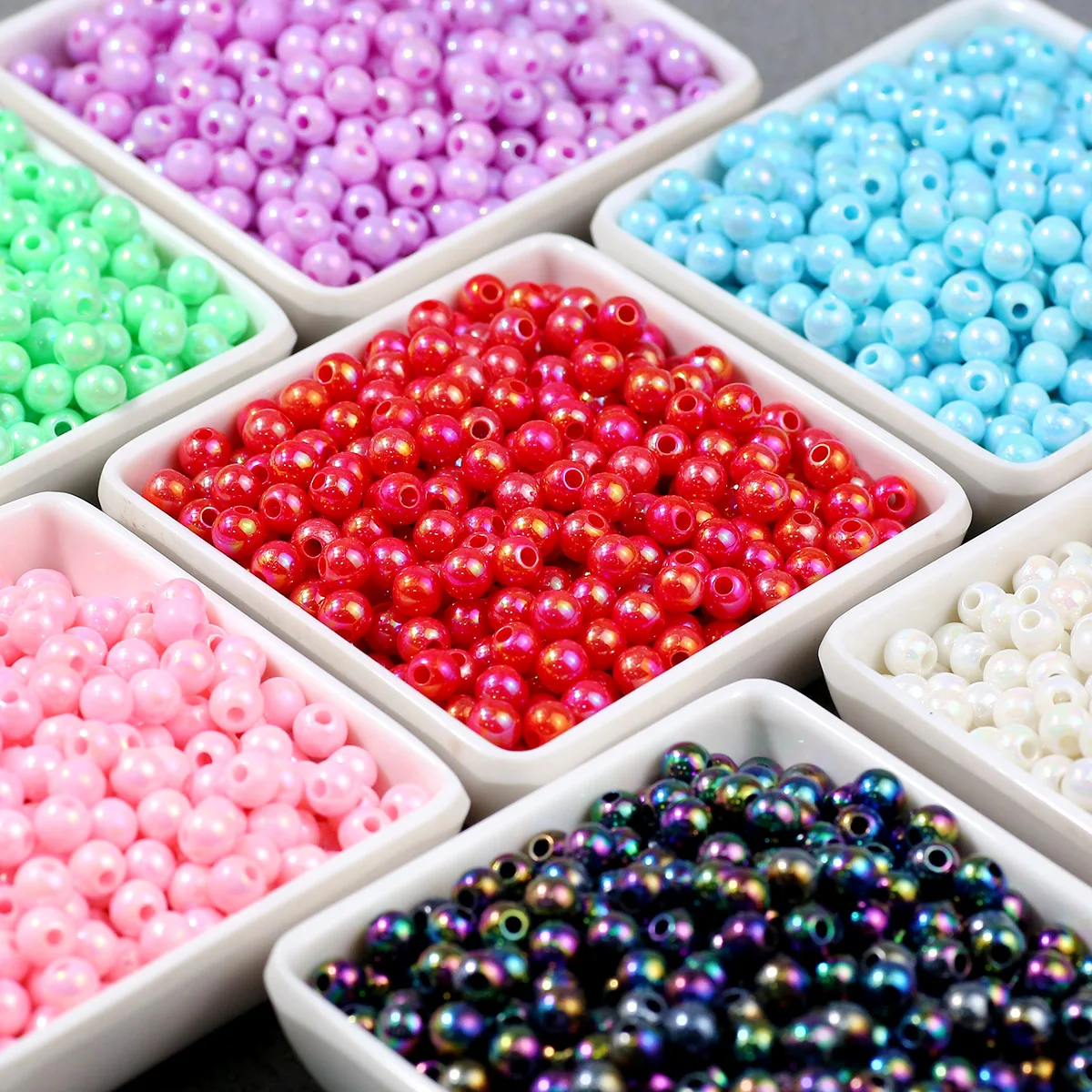 Acryl AB Farbe Runde Lose Perlen 6mm 300 Stück Für Schmuck Machen DIY Armband Halskette Handwerk Liefert