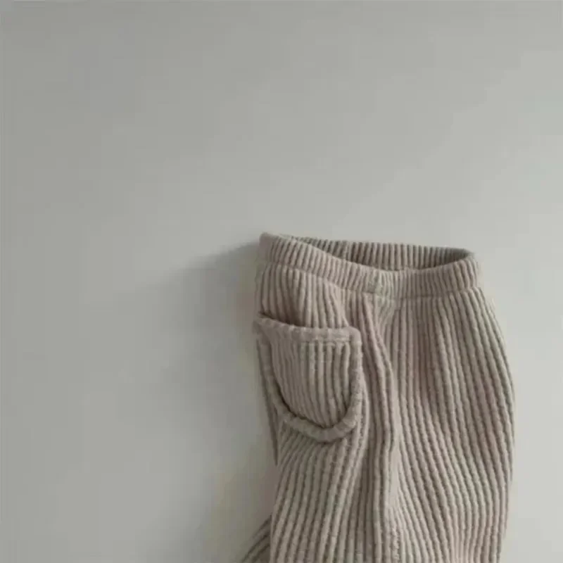 Spring Edition Korean Style Soft Corduroy Casual Straight Leg Pants for Kids Unisex Baby Children's Leisure Trousers