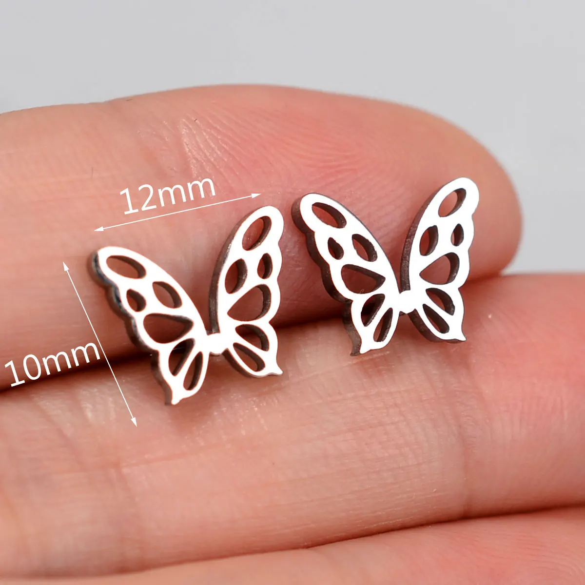 Fashion Stainless Steel Small Studs Earring Gold/Silver Color Star Moon Butterfly Leaf Earring for Women Men Hip Hop Ear Jewelry