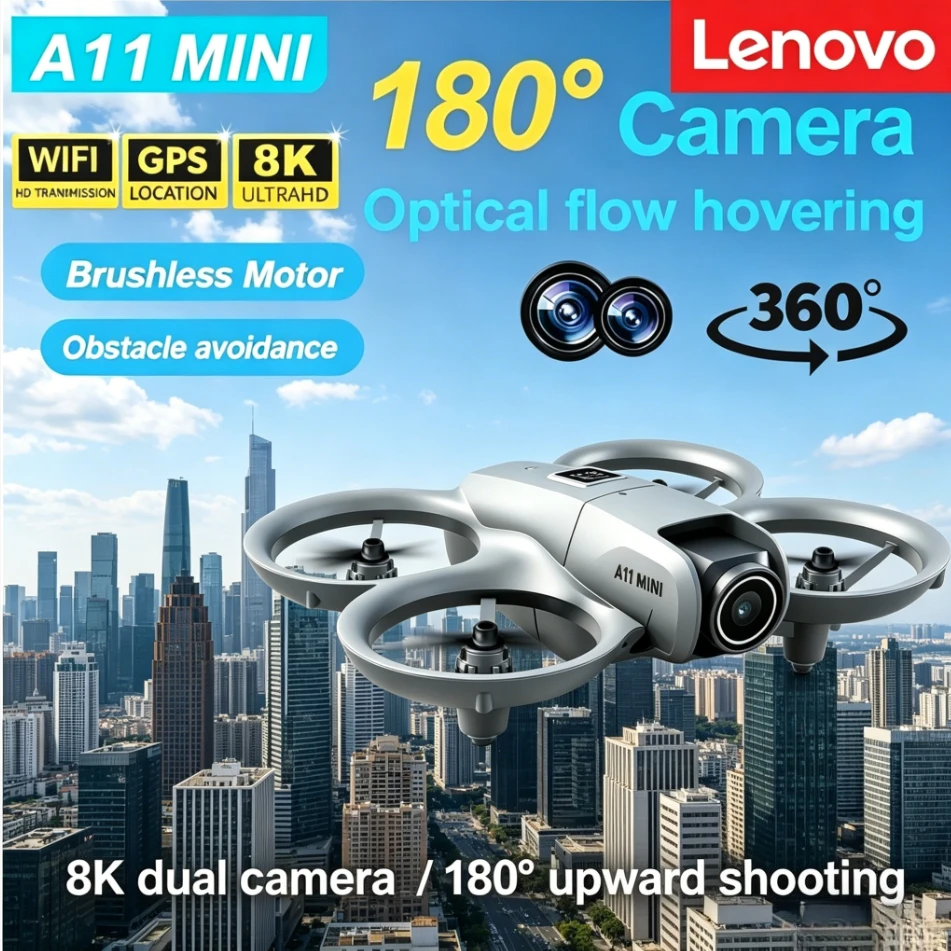 

Lenovo A11 Mini Drone 5G Brushless Motor 4K 8K HD Camera Optical Flow Positioning 3000M FPV RC Range for Beginners Gift New