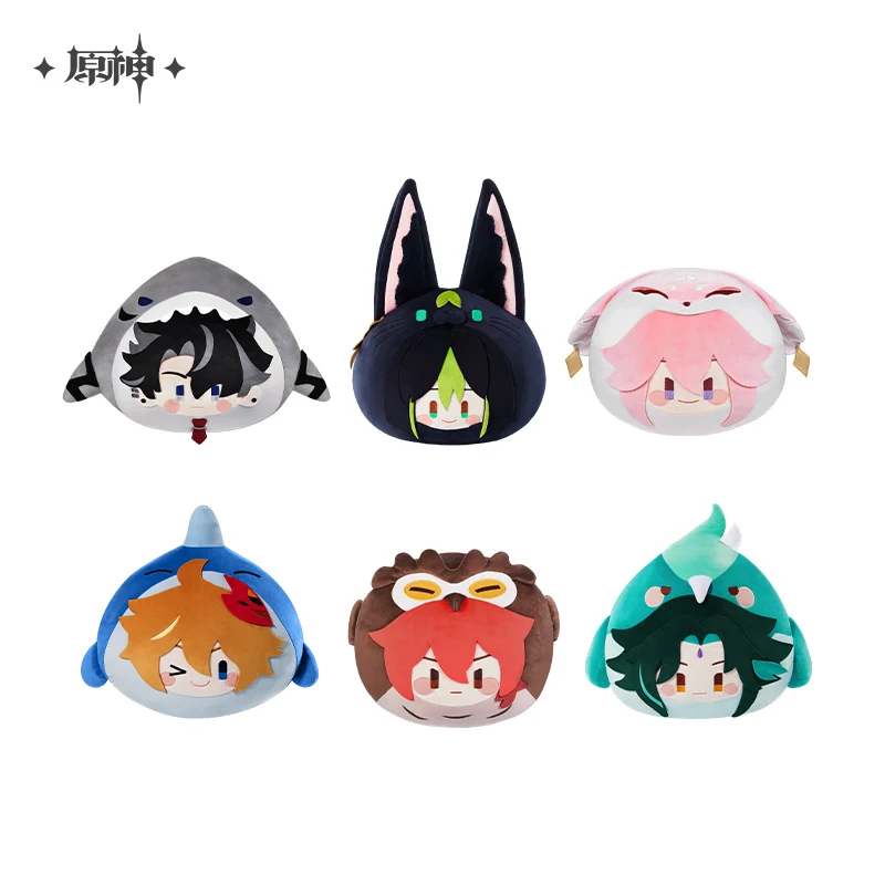 Official Genshin Impact Teyvat Zoo Soft Throw Pillow Wriothesley Diluc Tartaglia Stuffed Anime Cosplay Props Doujin Xmas Gift