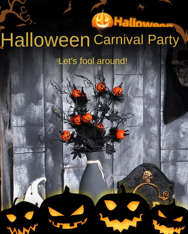 

Halloween Decorations Black Scary Pumpkin Bouquet Halloween Home Party Decorations Living Room Decoration