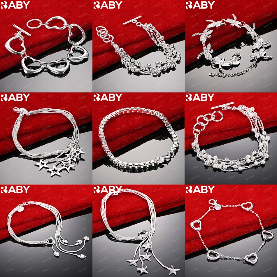 

URBABY 925 Sterling Silver Design Bracelets For Women Men Anniversary Gift Popular Wild Fashion Romantic Jewelry