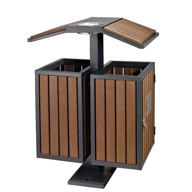 Outdoor Wood Waste Container Decorative Big Garbage Can Outside Wood Dust Bin