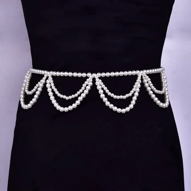 

Multi-layered Pearl Belt European and American New Women's Pearl Waist Chain Fashion Dress Accessories