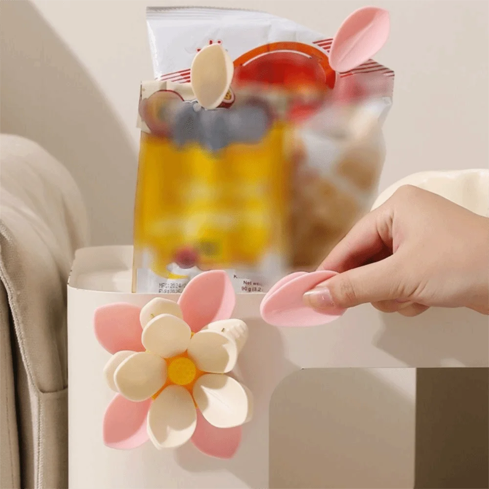 2PCS 2 in 1 Lotus Magnetic Sealing Clip Flower Shape Double Layer Petal Lotus Fridge Magnet Plastic Clamped Tightly Snack Sealer