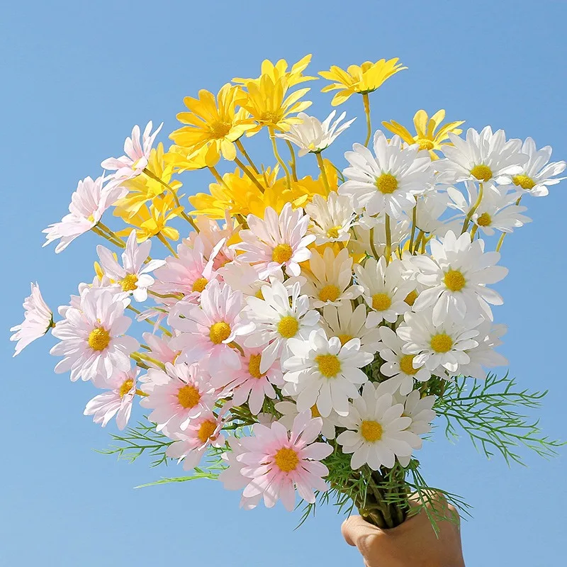1/5Pcs White Daisies Artificial Flowers Bouquet Fake Flowers Garden Home Room Decor Party Wedding Decoration DIY Vase Ornament