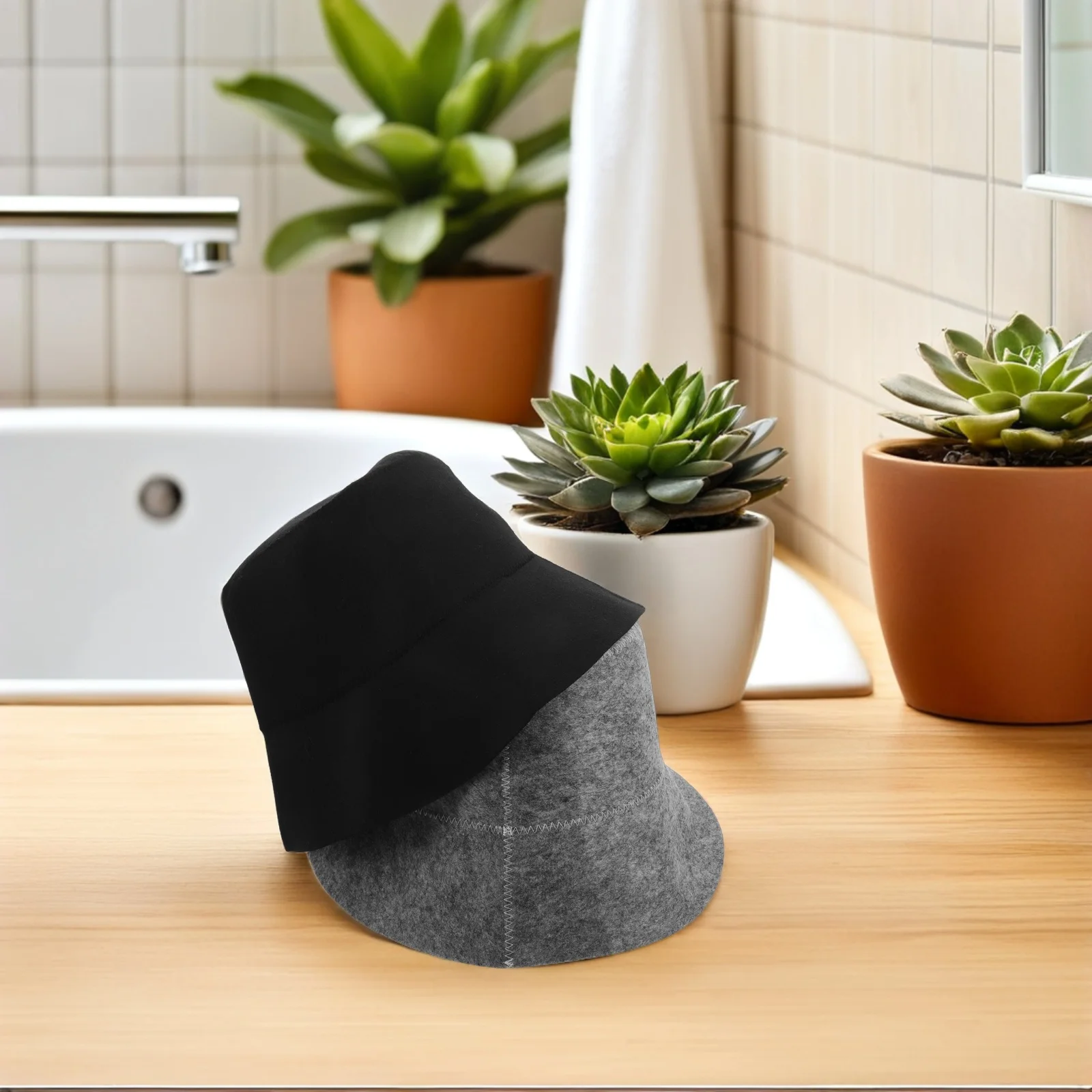 

2pcs Felt Sauna Hat For Men Women Sweat Hair Protector Water-Absorbent Breathable Steam Room Spa Bath Cap Heat Insulation