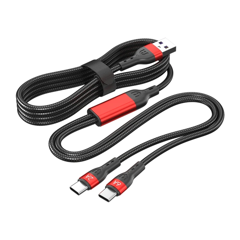 2 in 1 USB to Type-C Splitter Cable UsbC Type-C Charging Line for 2 UsbC Devices Electronics Charger Adapter Cord