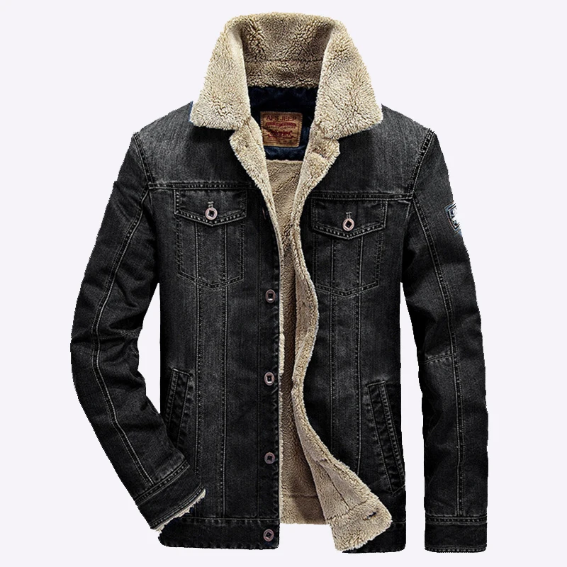 Winter Jackets Men Oversized Fleece Denim Jacket 6XL 7XL Streetwear Thicken Casual Jacket Coat Men's Clothing Outerwear AF66009A