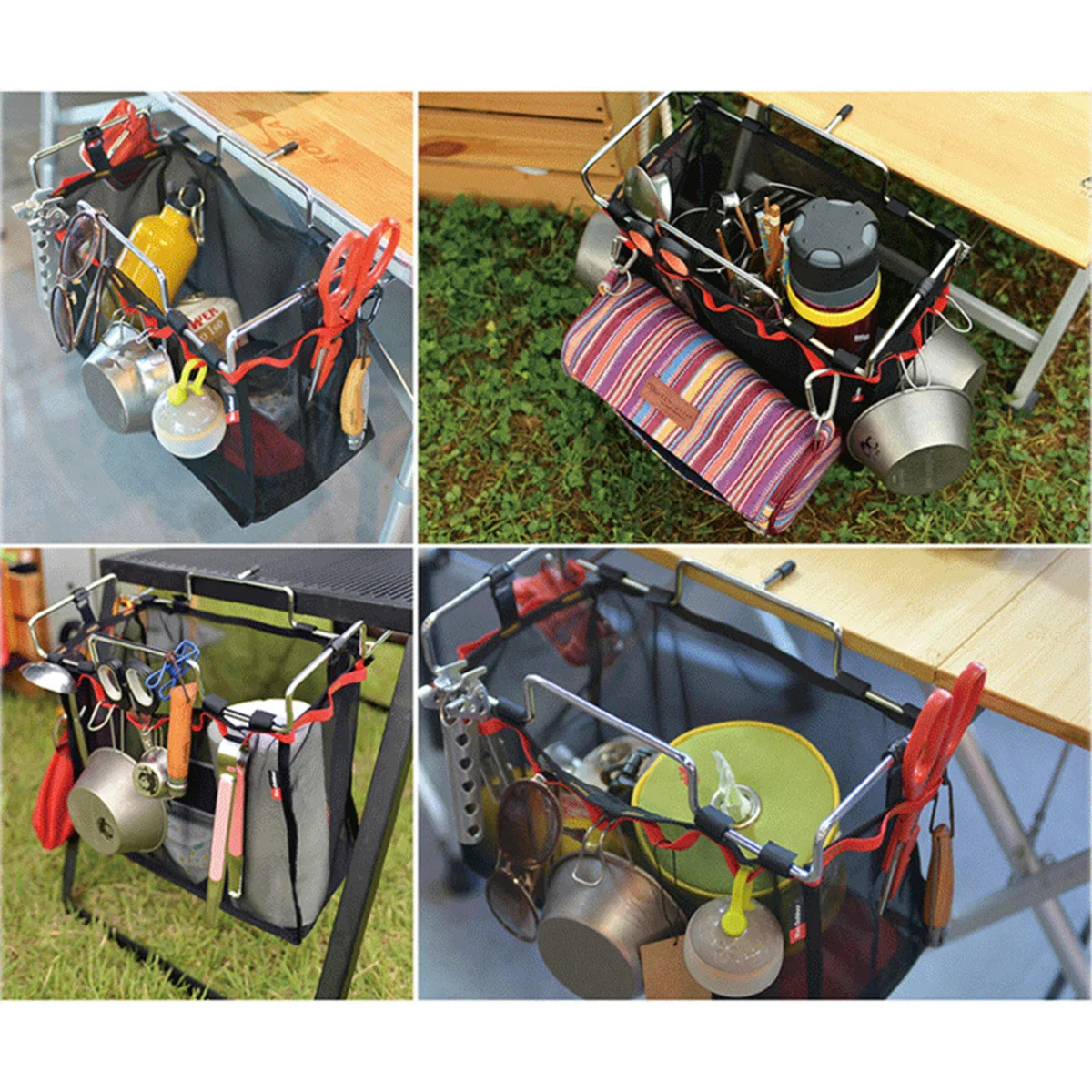 

Storage Net Bag Large Size Portable Folding Table Hanging Mesh Bag for Camping Picnic Kitchen Storage Organizer