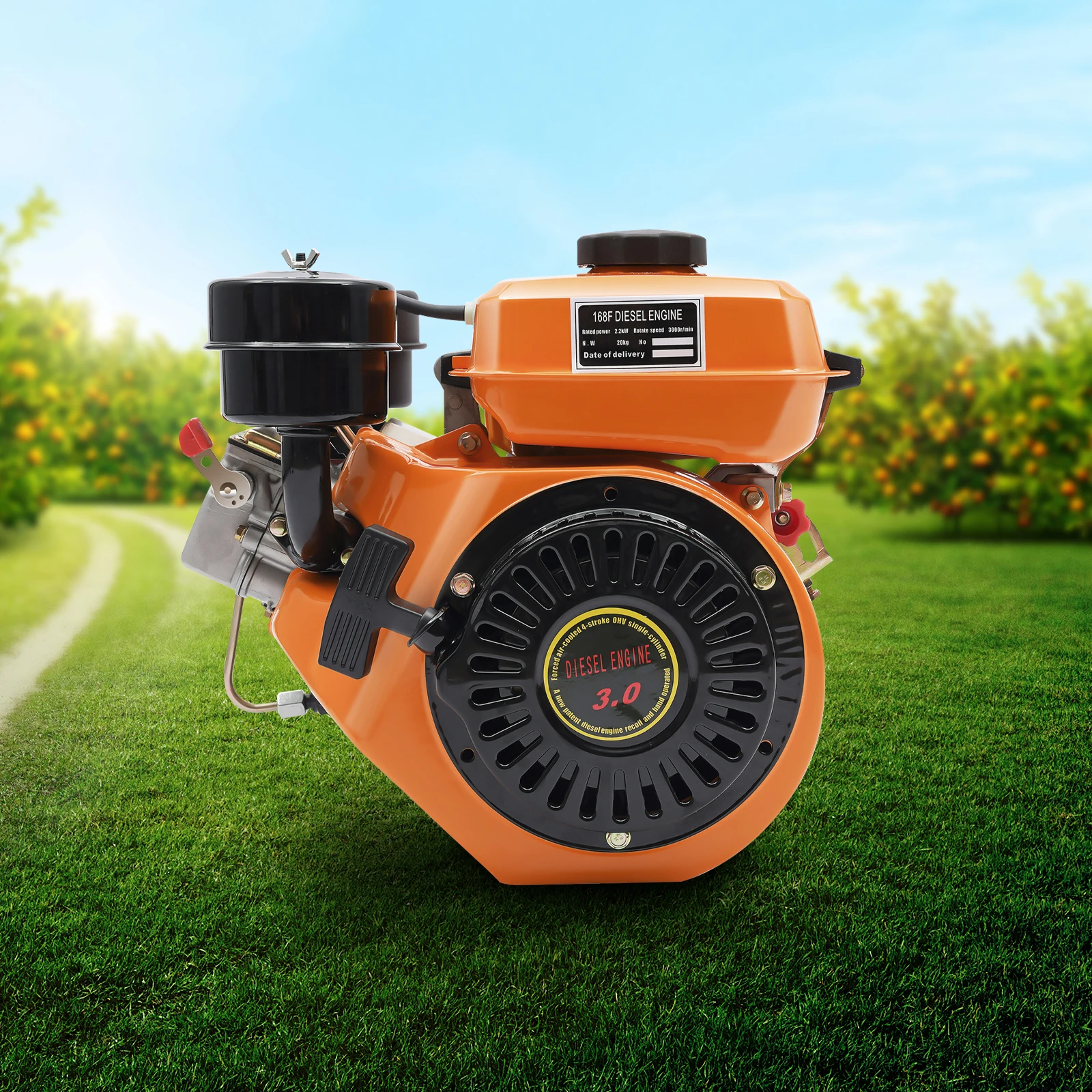 

4-Stroke Single Cylinder Air-Cooled Diesel Engine 3HP 2.2KW -3L Fuel Tank, Water Pumps, Micro Cultivators & Small Tractors