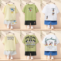 2025 Disney Summer Casual Clothes Set Mickey Mosue Tops + Shorts Kids Loose O-neck Boys Child Clothing T-shirts Outfits