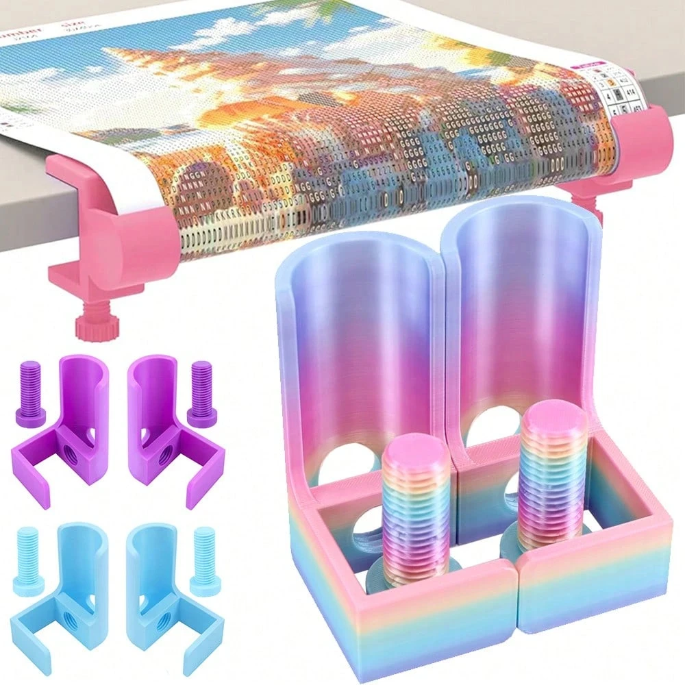 Suporte Ajustável para Rolo de Tela de Pintura Diamante, Clipe de Mesa Fixo para Pintura Diamante com Impressão 3D para Mesa com 1,57 pol. de Espessura