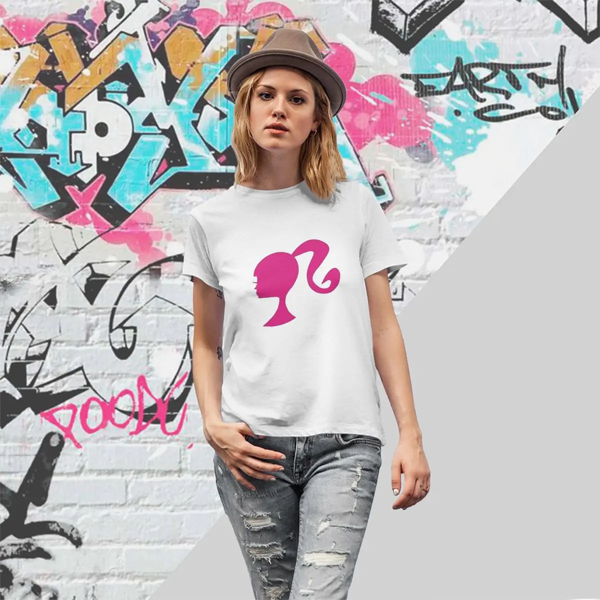 Barbie Baumwolle T-Shirt Frauen LOGO Vintage Casual T Shirts Strand Crewneck Hippie T-shirt Plus Größe Kleidung