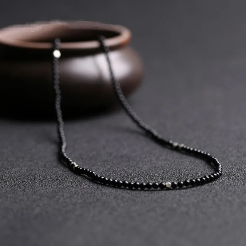 

Ожерелье из натурального кристалла, черный агат, бусины из драгоценных камней, ключица, свитер, цепочка, ожерелья для женщин и мужчин, модные ювелирные изделия-амулеты